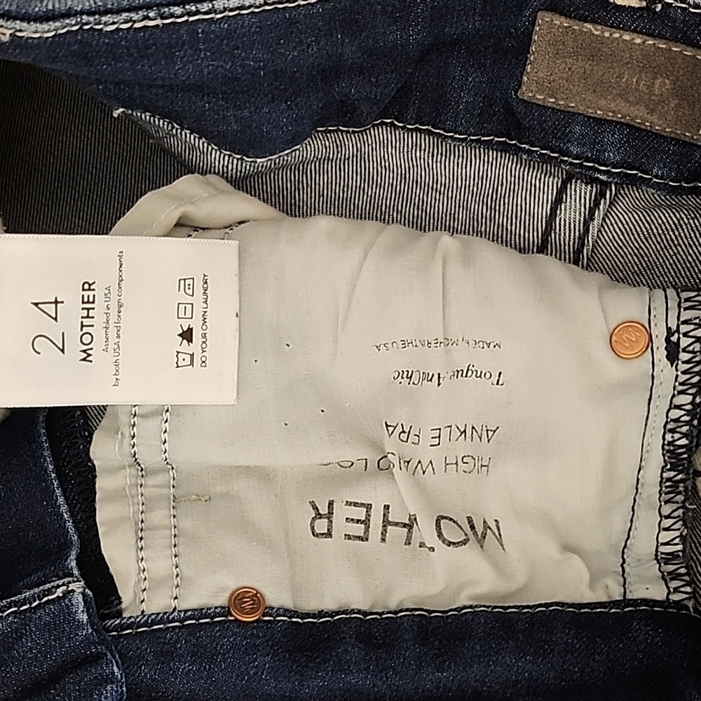 Mother Waisted Looker Ankle Fray Tongue in Chic Meduim Wash Blue Sz 24 - Picture 15 of 16